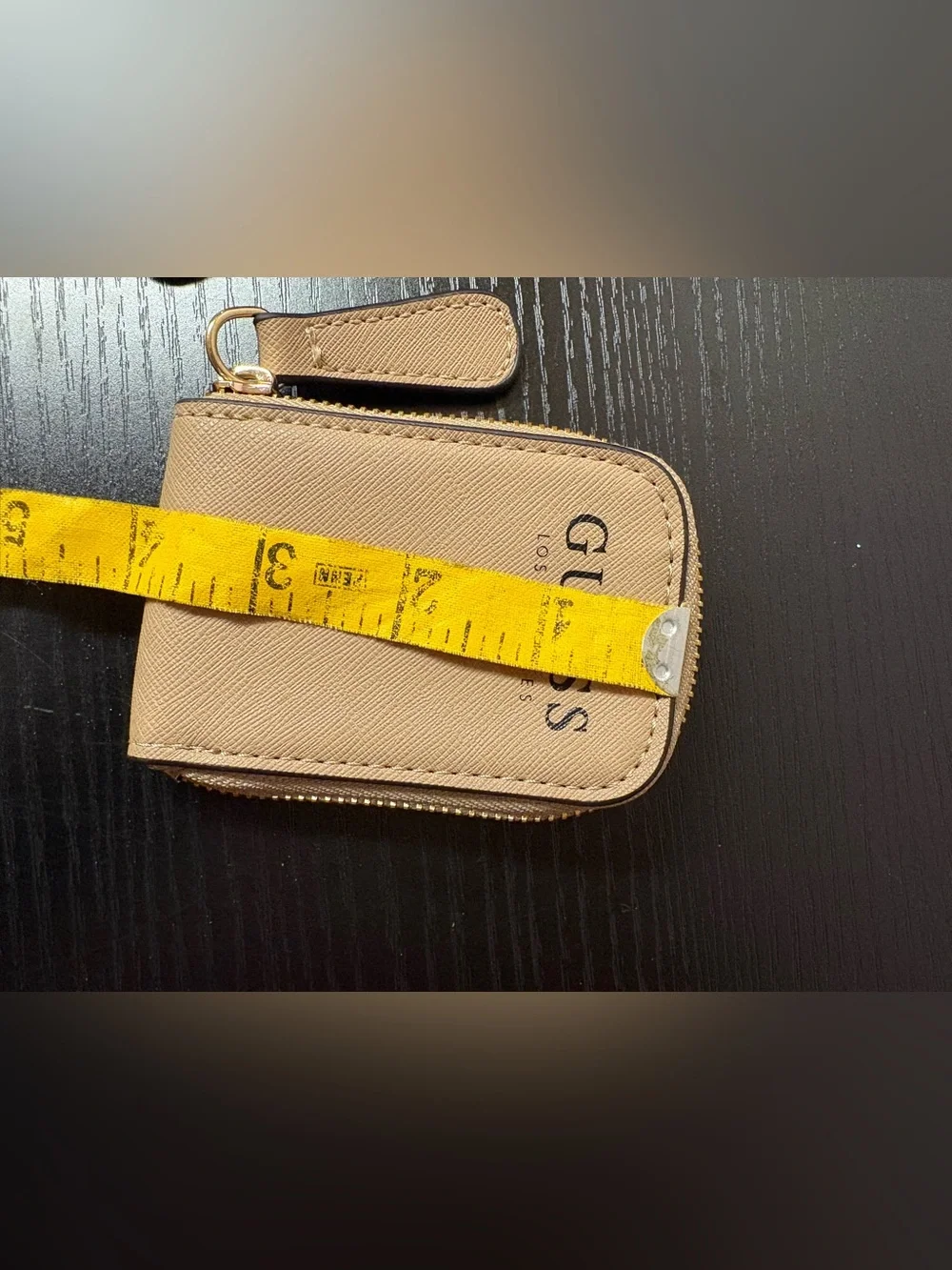 Guess Los Angeles Tan Zip Around Key Holder Coin Purse Wristlet